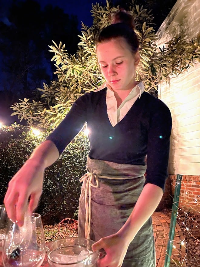 Stacy Lyn's daughter serving anniversary gift dinner