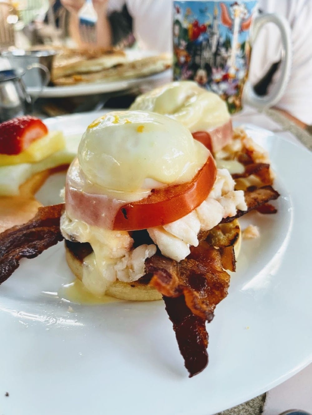 Lobster eggs benedict at Blue Heaven, Key West Florida.