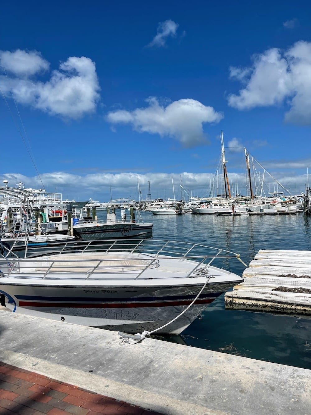 boats under blue sky at waterfront in Key West, Florida