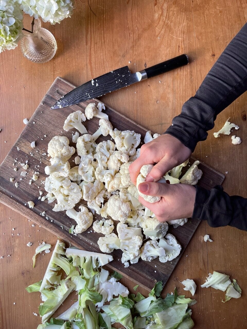 use hands to break up cauliflower into small florets