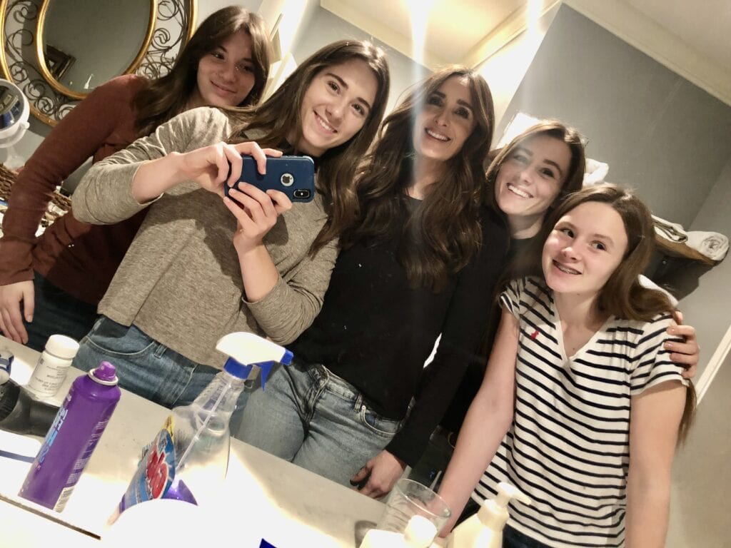 candid shot of Harris girls