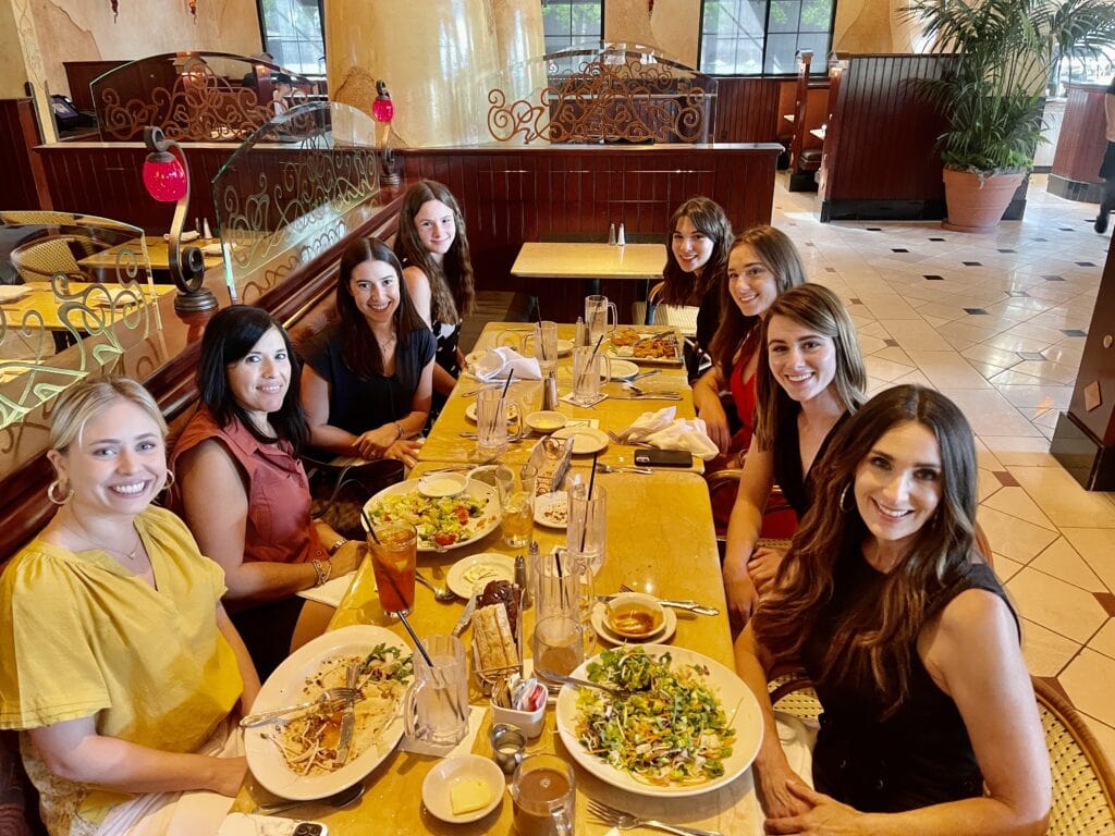Stacy Lyn with girls at restaurant table
