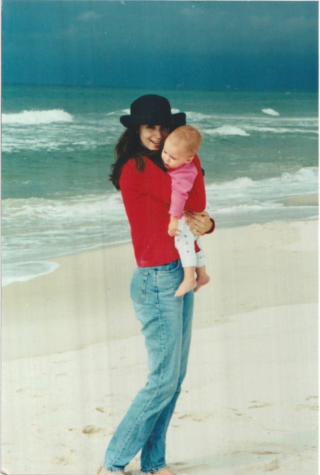 Stacy Lyn with baby at the beach
