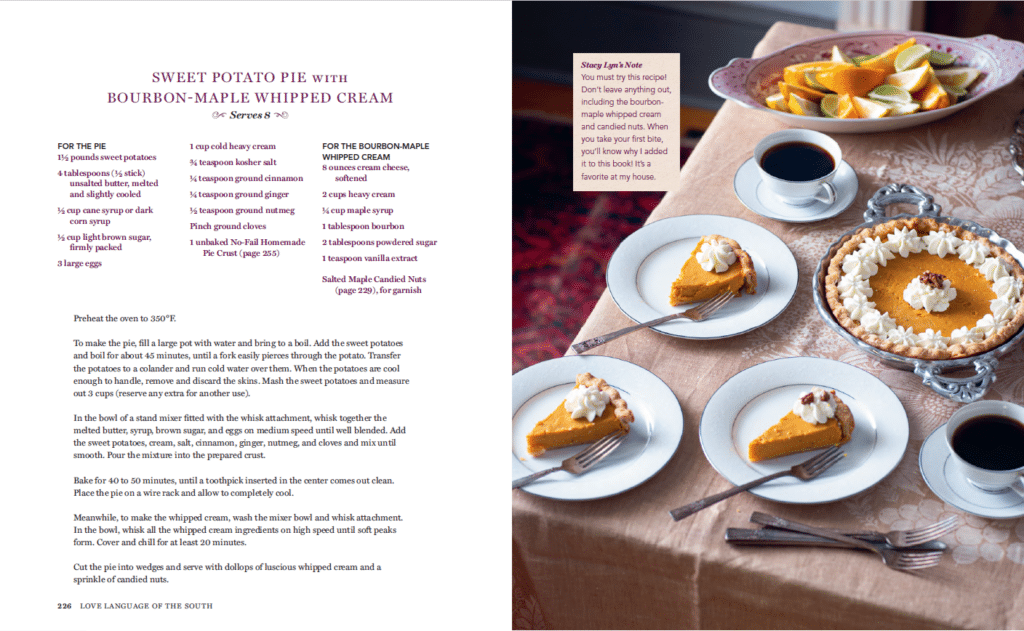 recipe and photo spread of sweet potato pie from Stacy Lyn Harris's Love Language of the South