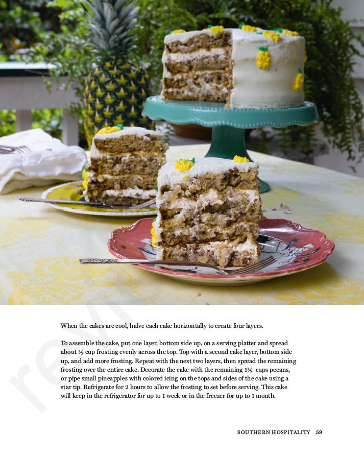 full-color spread of slices of humminbird cake alongside cake on table
