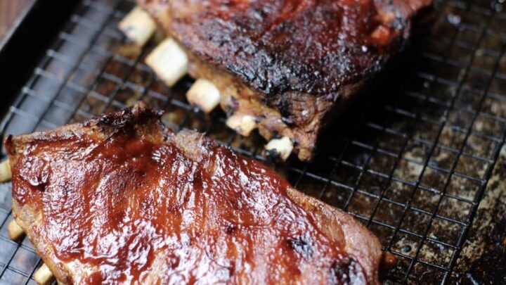 smoked BBQ ribs hot off the grill