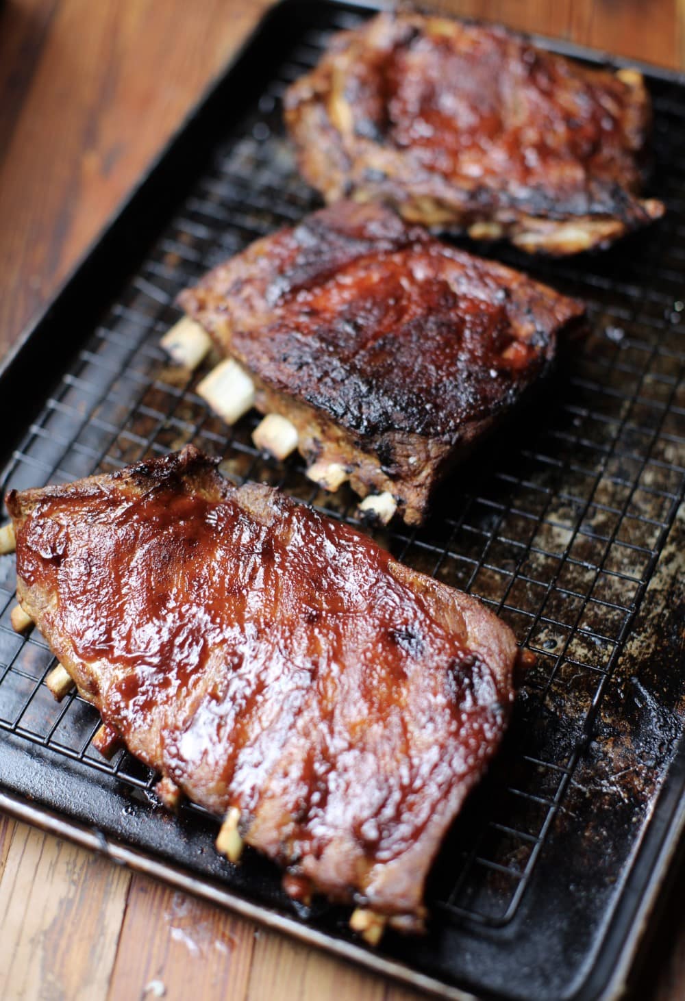 smoked BBQ ribs hot off the grill
