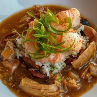 Spot Prawn New Orleans Gumbo with Shrimp