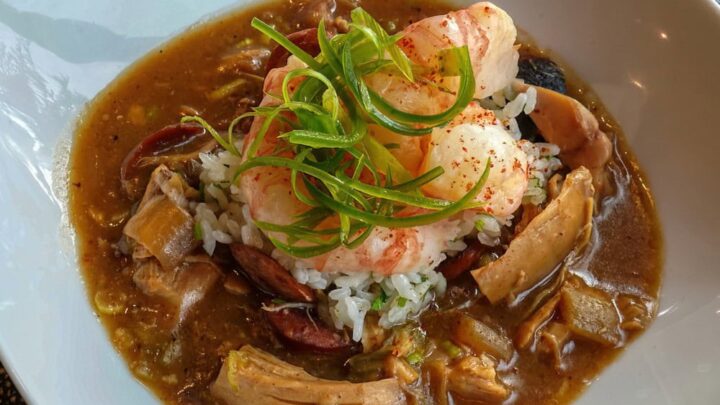 Spot Prawn New Orleans Gumbo with Shrimp