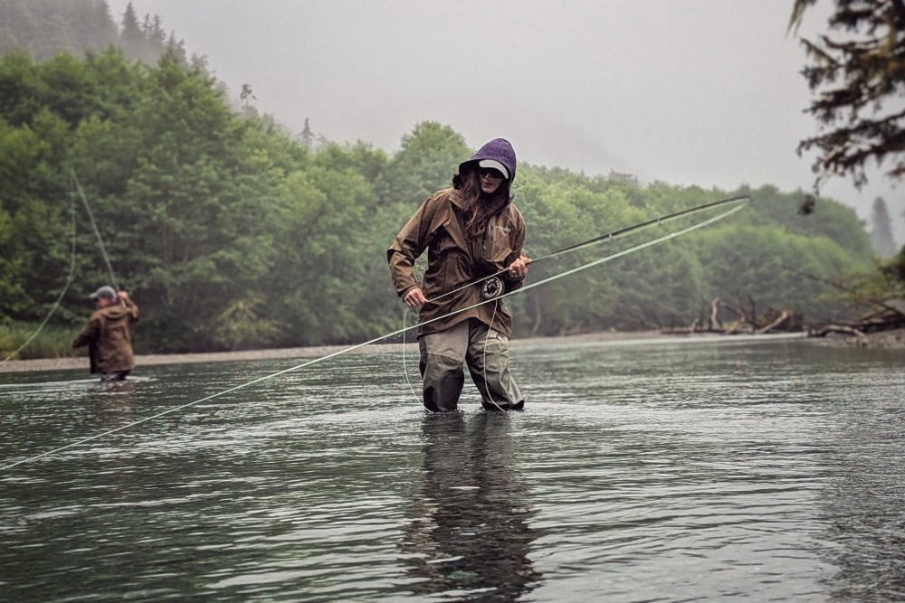 Stacy Lyn Harris fishing in Sitka, Alaska with husband and son