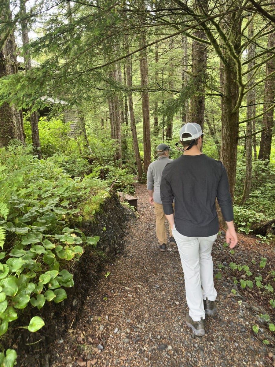 Howlett on walking trail through forest