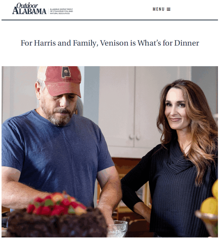 Outdoor Alabama magazine article: Scott and Stacy Lyn Harris in kitchen