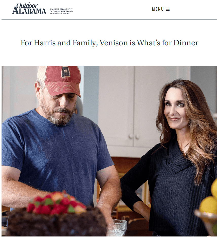 Outdoor Alabama: For Harris and Family, Venison Is What’s for Dinner - Photo of Scott and Stacy Lyn Harris in kitchen