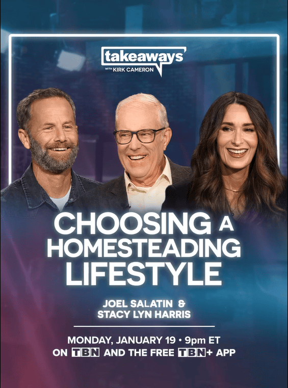 promo for takeaways with Kirk Cameron - Stacy Lyn Harris talks Homesteading with Kirk and Joel Salatin