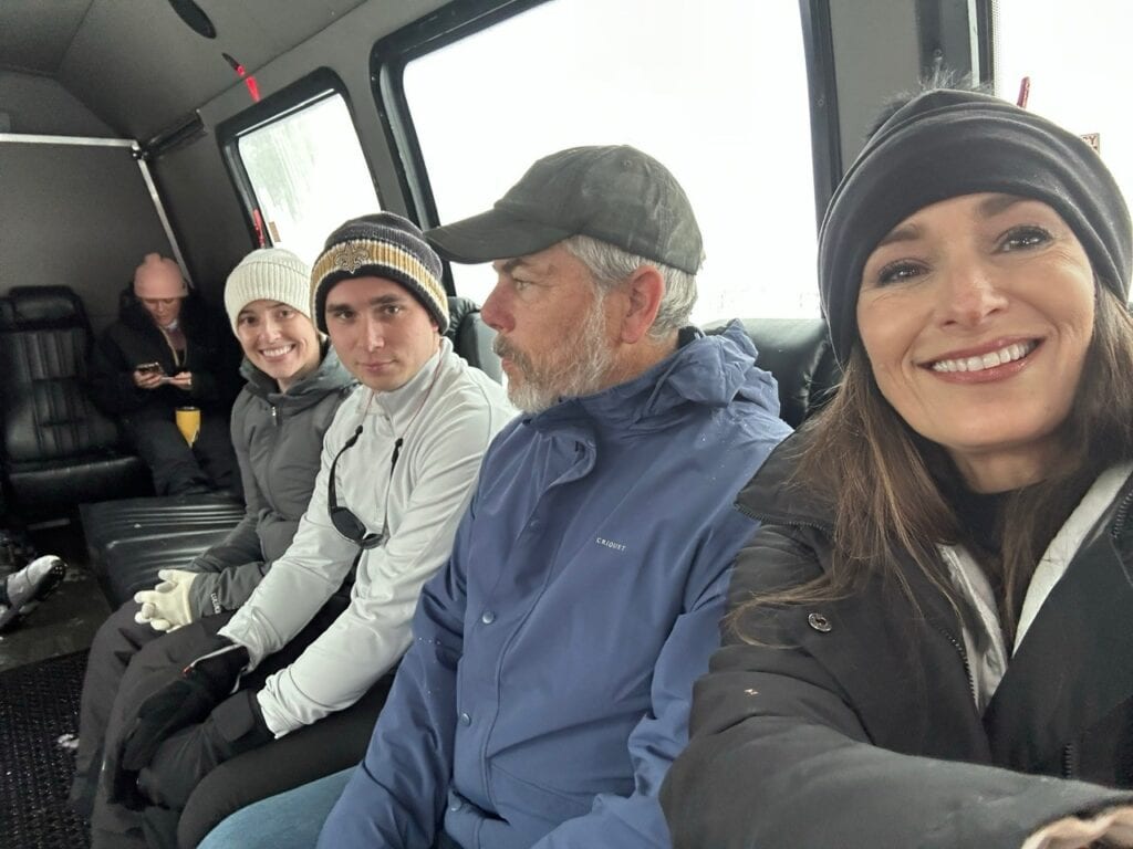 Stacy Lyn, Scott, Hampton, and Abbi on ski lift