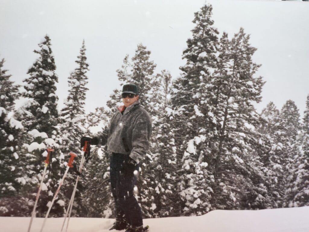 Scott skiing on honeymoon
